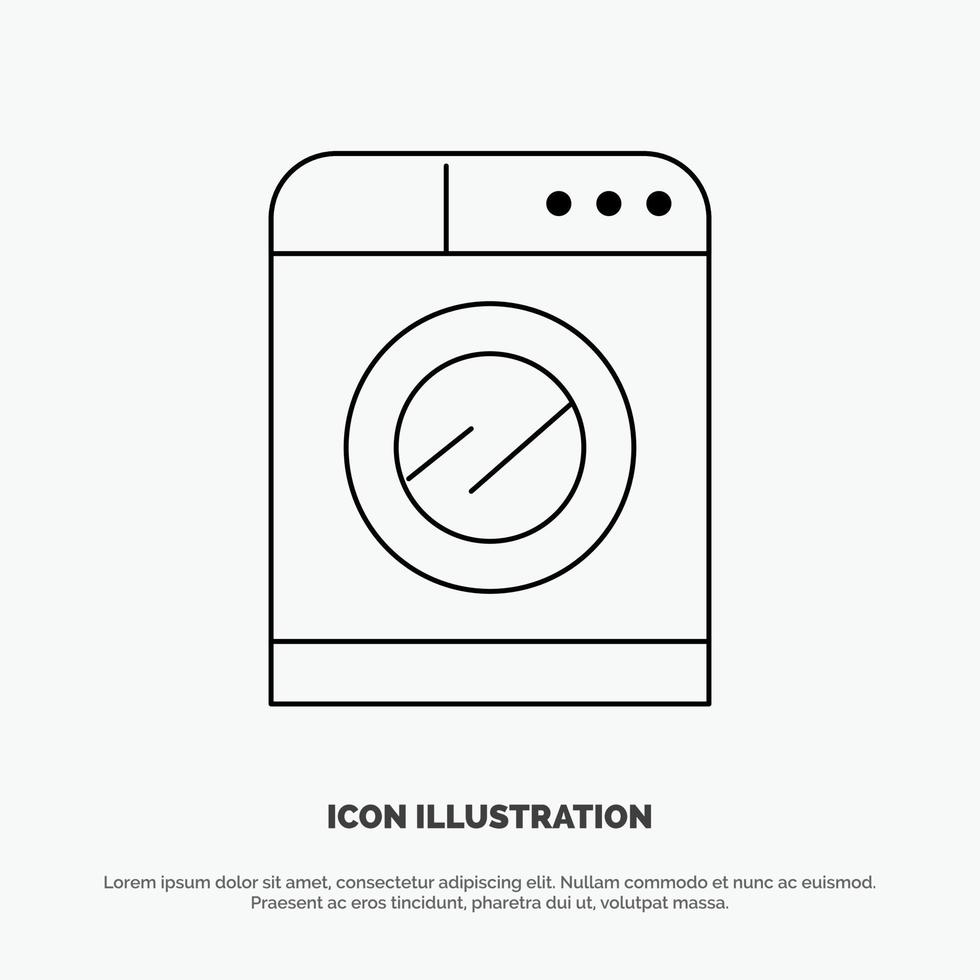 Machine Technology Washing Washing Line Icon Vector