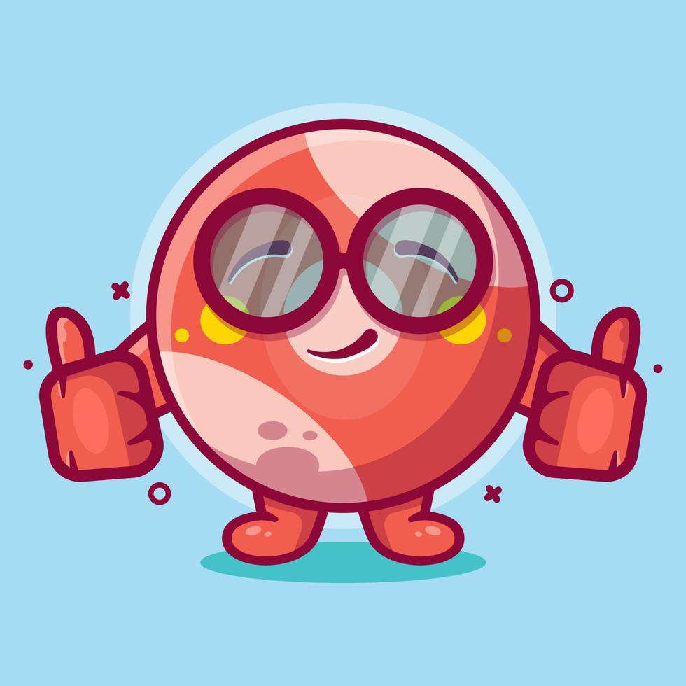 mascota de personaje de bola de billar inteligente con gesto de mano pulgar arriba dibujos animados aislados en diseño de estilo plano vector