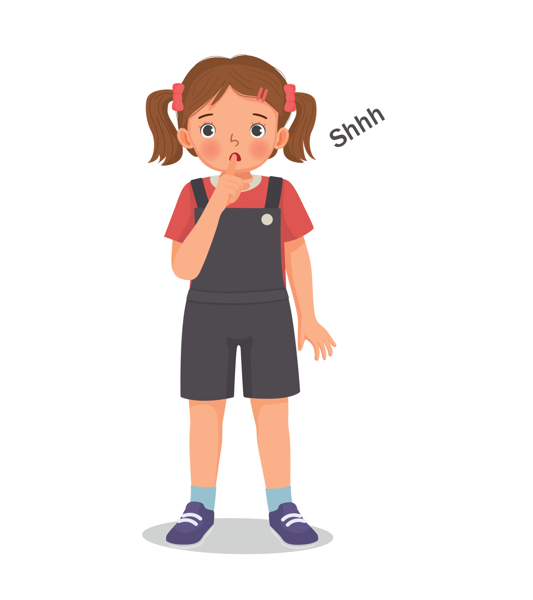 Cute little girl doing silence gesture putting her finger on lip asking Cute little girl doing silence gesture putting her finger on lip asking