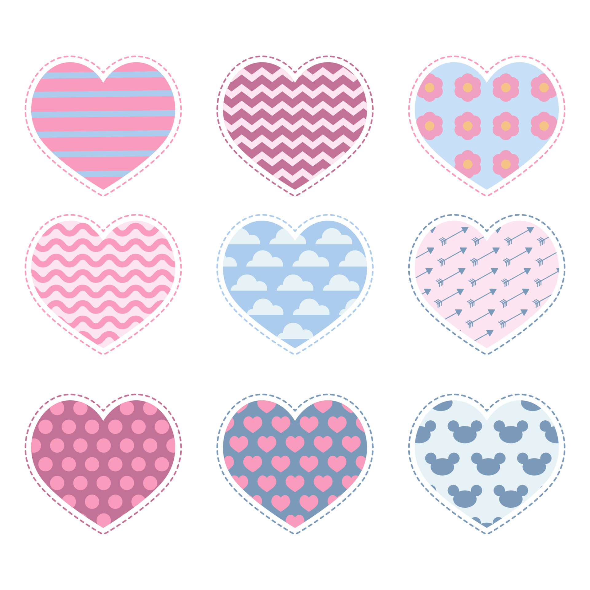vector set of valentines hearts 15985702 Vector Art at Vecteezy