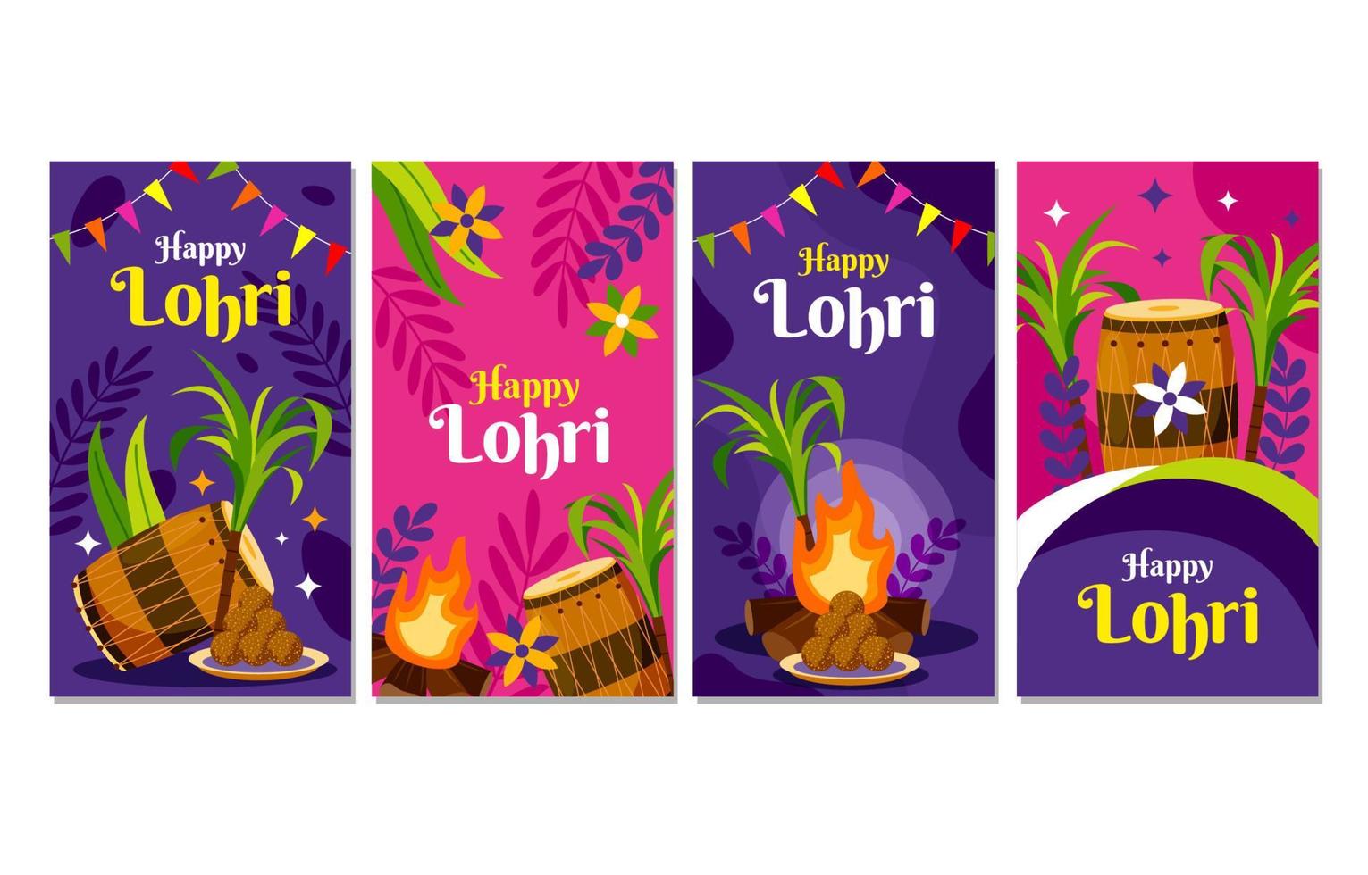 feliz lohri redes sociales vector