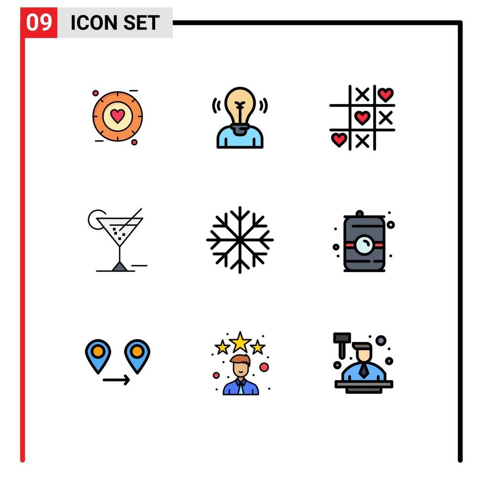 9 iconos creativos signos y símbolos modernos de bebidas heladas gafas ligeras elementos de diseño vectorial editables de San Valentín vector