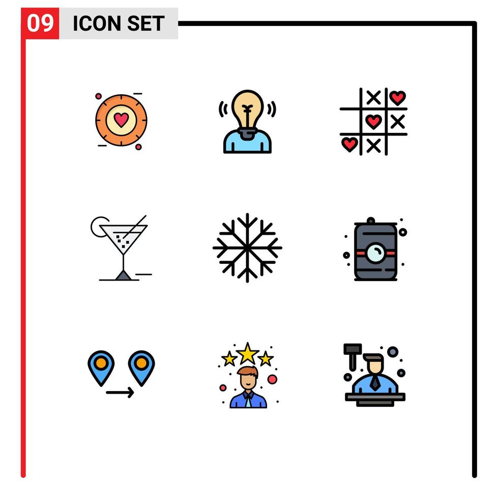 9 Creative Icons Modern Signs and Symbols of frost drink light glasses valentine Editable Vector Design Elements