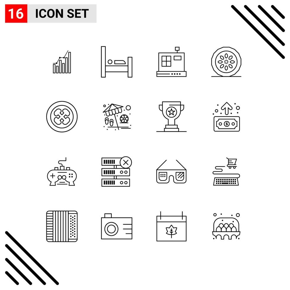 16 Outline concept for Websites Mobile and Apps kitchen dinner hotel cake commerce Editable Vector Design Elements