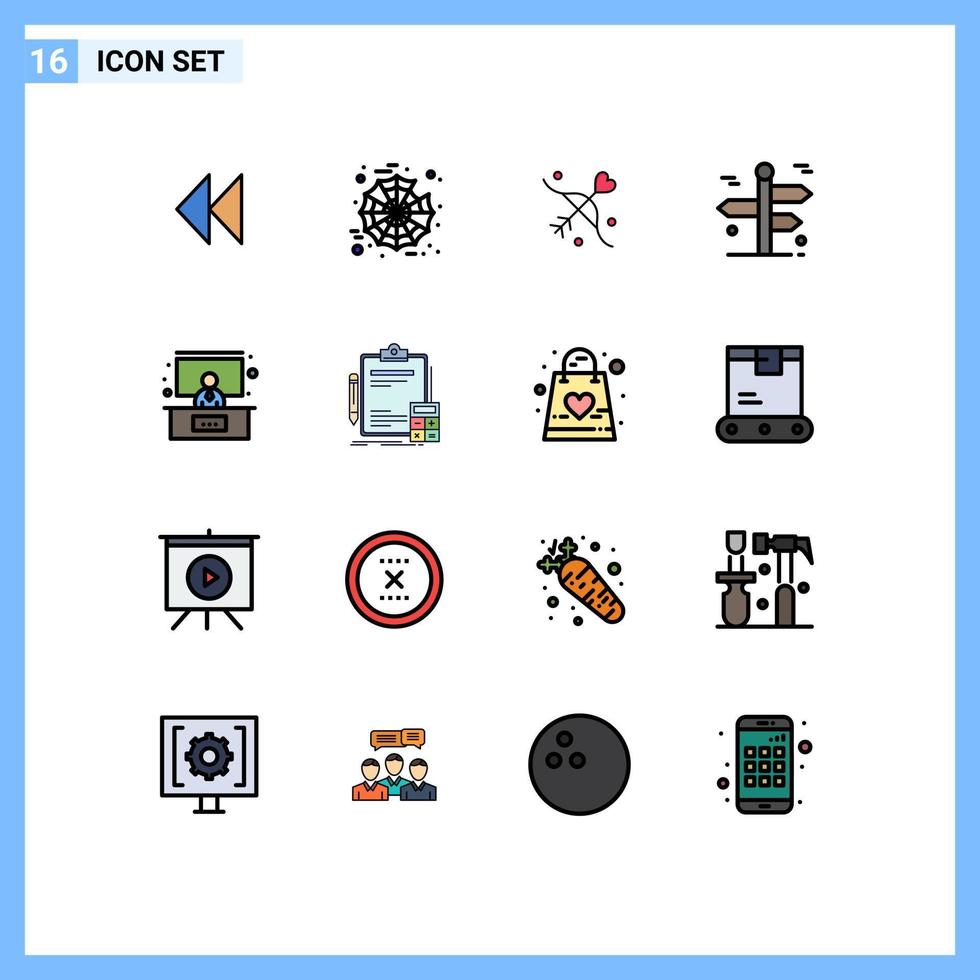 Stock Vector Icon Pack of 16 Line Signs and Symbols for presentation trip love travelling road arrow Editable Creative Vector Design Elements