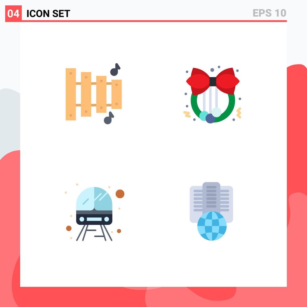 Stock Vector Icon Pack of 4 Line Signs and Symbols for custom vehicle christmas public internet Editable Vector Design Elements