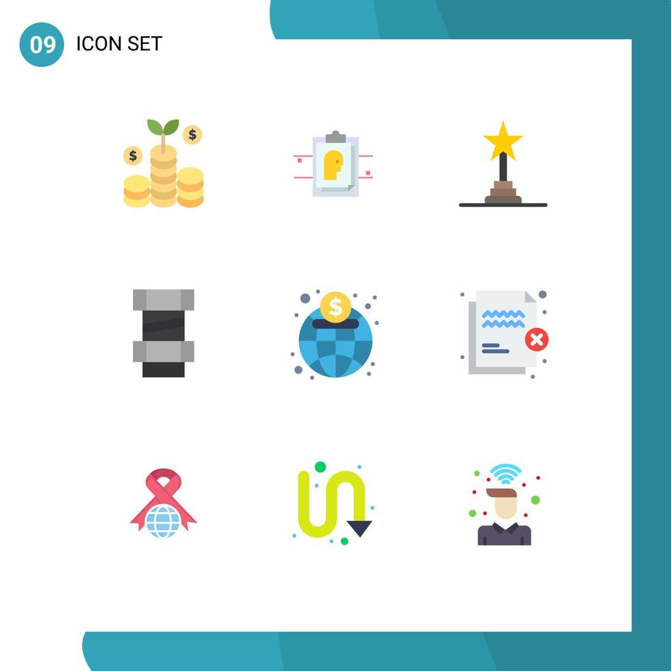 9 iconos creativos signos y símbolos modernos de finanzas premios globales economía construcción elementos de diseño vectorial editables vector