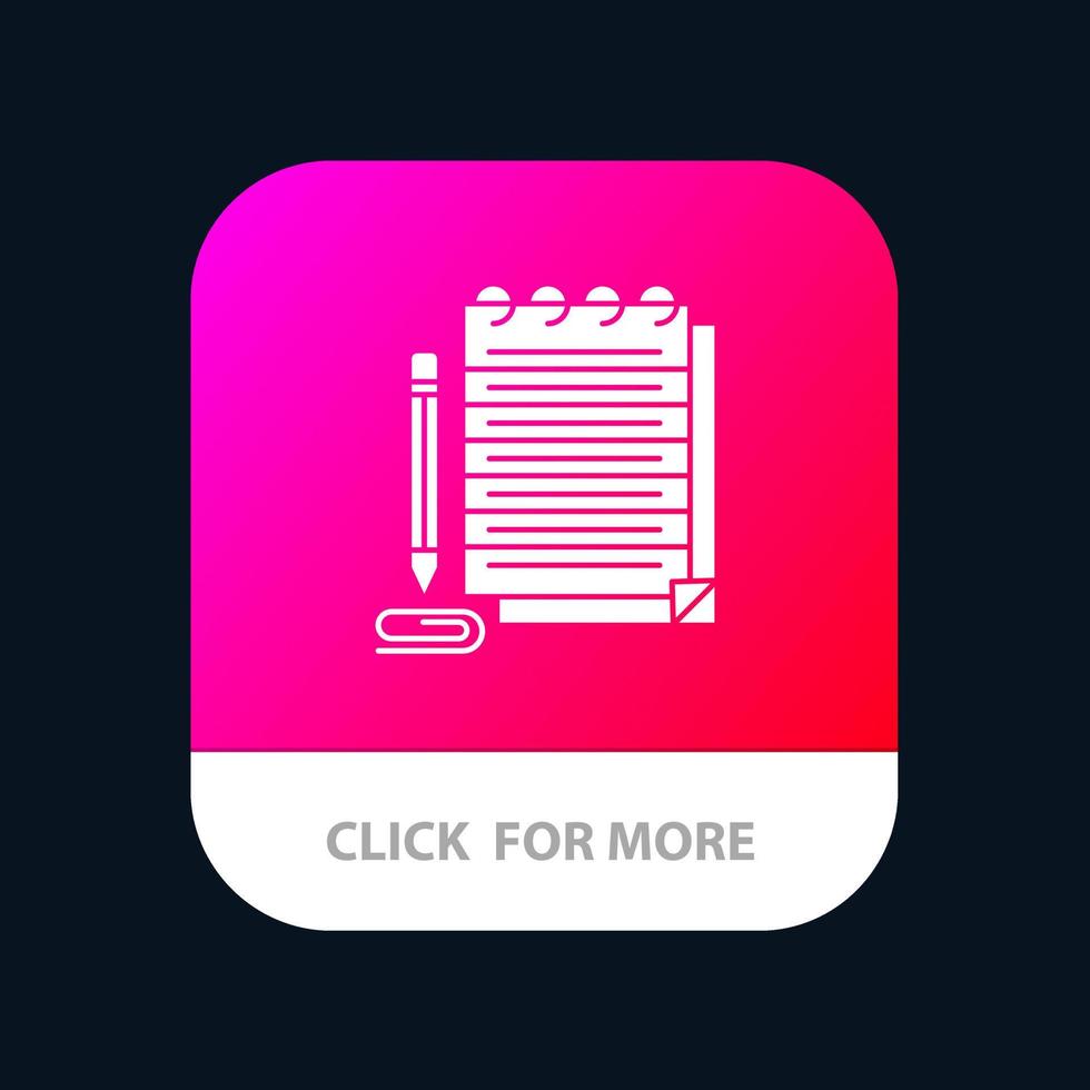 Notepad Notebook Pad Novel Mobile App Button Android and IOS Glyph Version vector