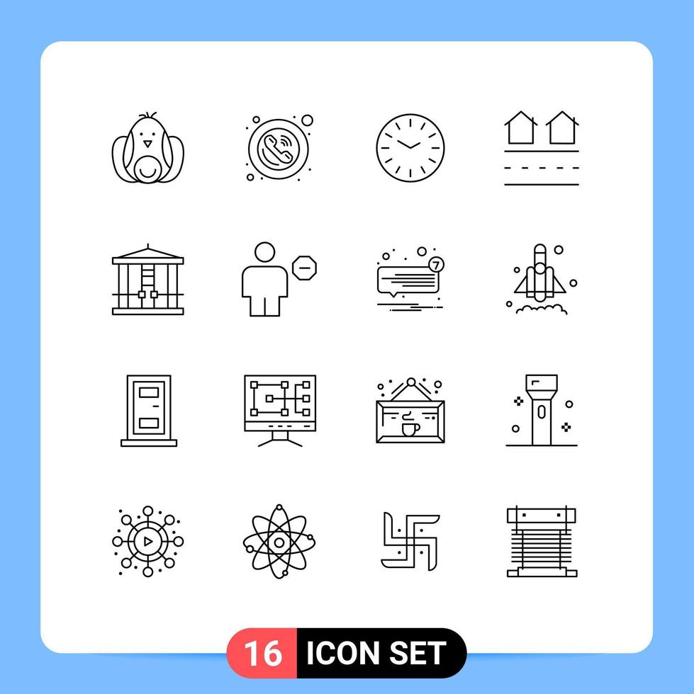 16 Universal Outline Signs Symbols of decapitate real telephone housing estate Editable Vector Design Elements