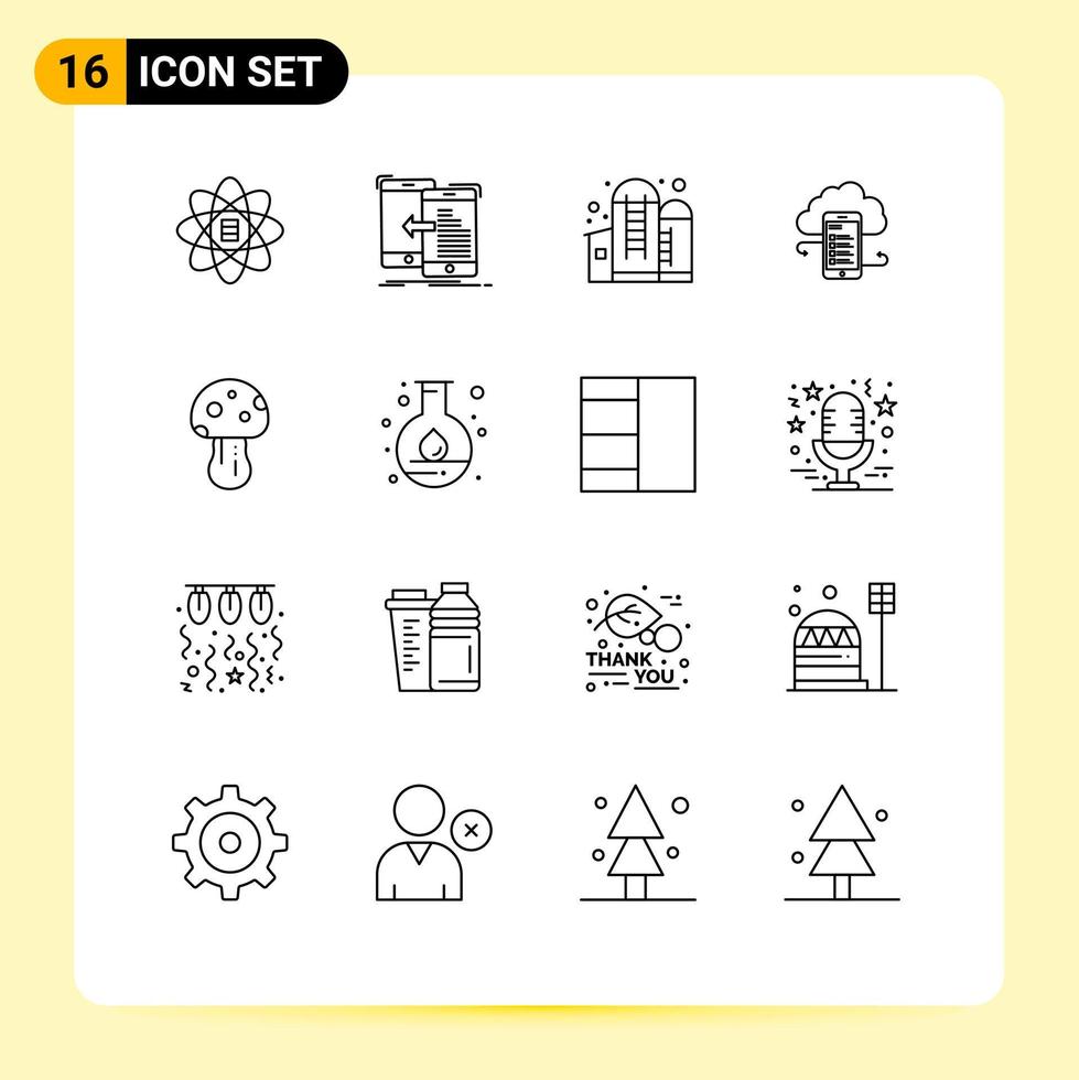 Modern Set of 16 Outlines and symbols such as information cloud storage move business silo Editable Vector Design Elements