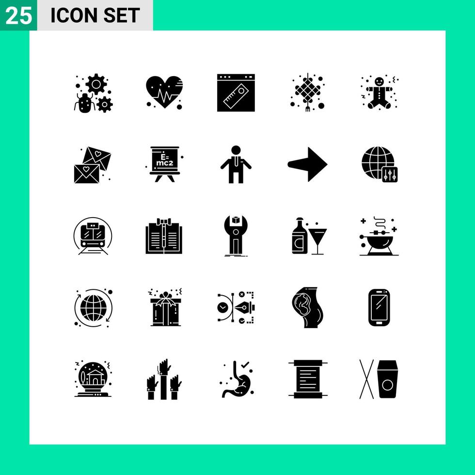Group of 25 Solid Glyphs Signs and Symbols for christmas cny interface chinese knot website Editable Vector Design Elements