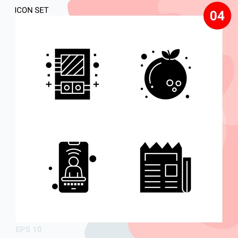 Vector Pack of 4 Icons in Solid Style Creative Glyph Pack isolated on White Background for Web and Mobile Creative Black Icon vector background