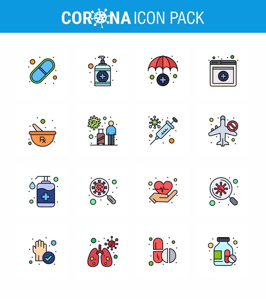 conjunto simple de covid19 protección azul 25 icono del paquete de iconos incluido preparación de tazón de seguro de hierbas en línea coronavirus viral 2019nov enfermedad vector elementos de diseño