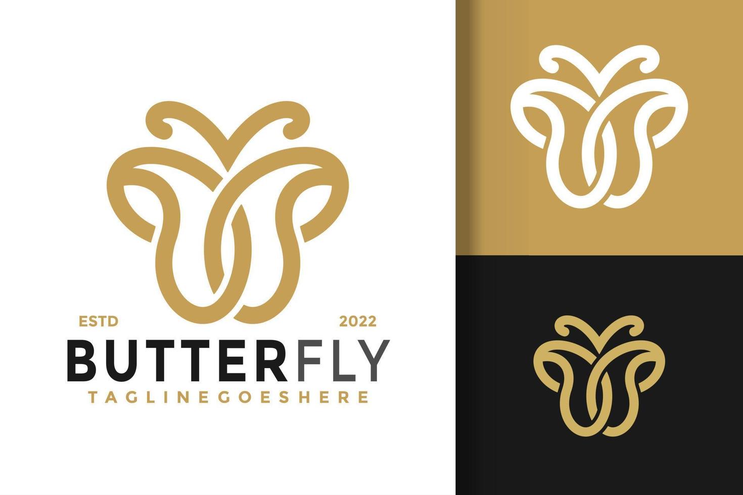 Elegant Butterfly Logo Design Vector Illustration Template