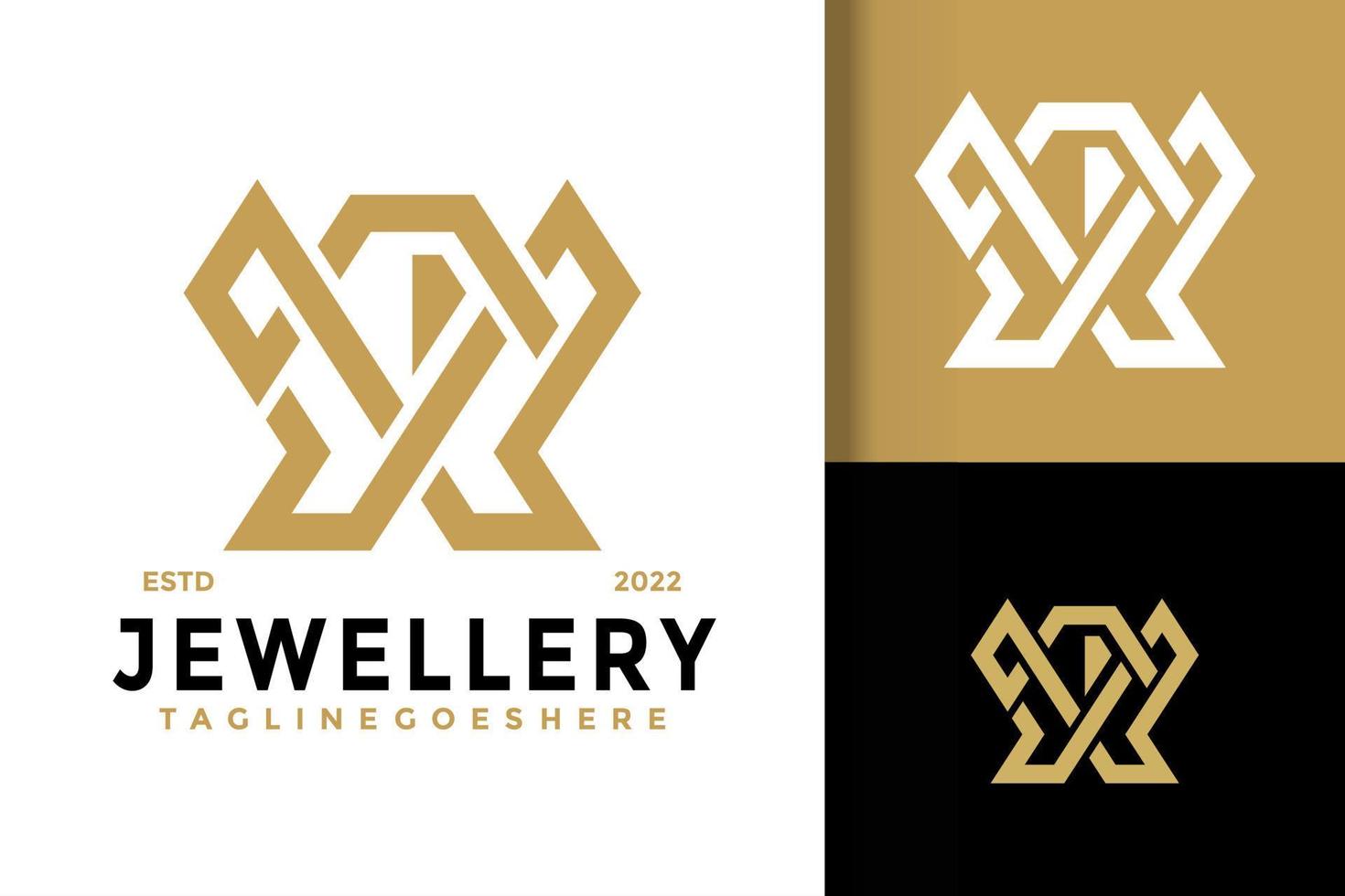 plantilla de ilustración vectorial de diseño de logotipo de letra x de joyería de diamantes vector