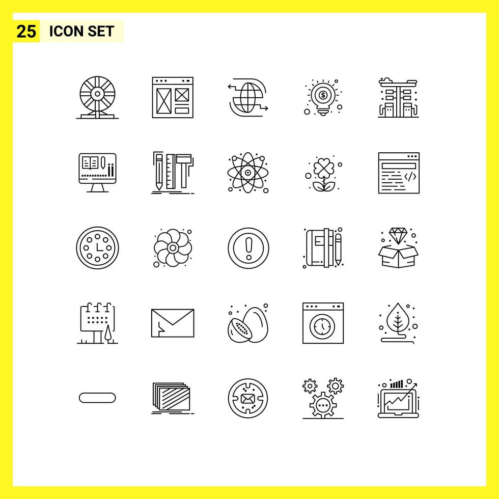 25 Thematic Vector Lines and Editable Symbols of seo idea page arrow internet Editable Vector Design Elements