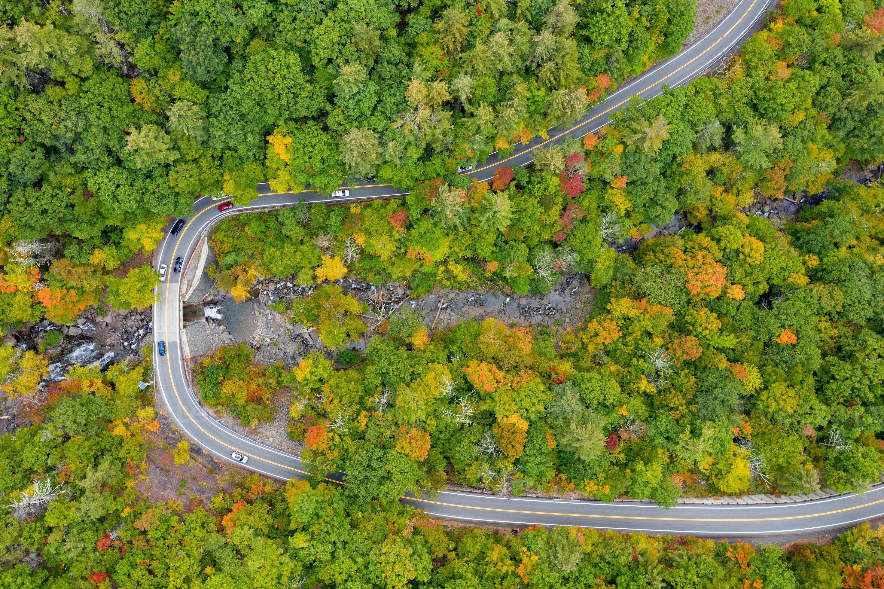 Aerial view of Spruce Creek by Kaaterskill Falls in upstate New York
