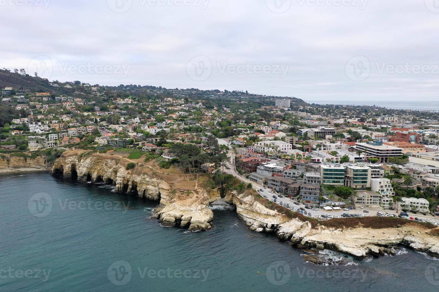 The Blue Waters of the Pacific Ocean Coastline Along the Beach of La Jolla, California. photo
