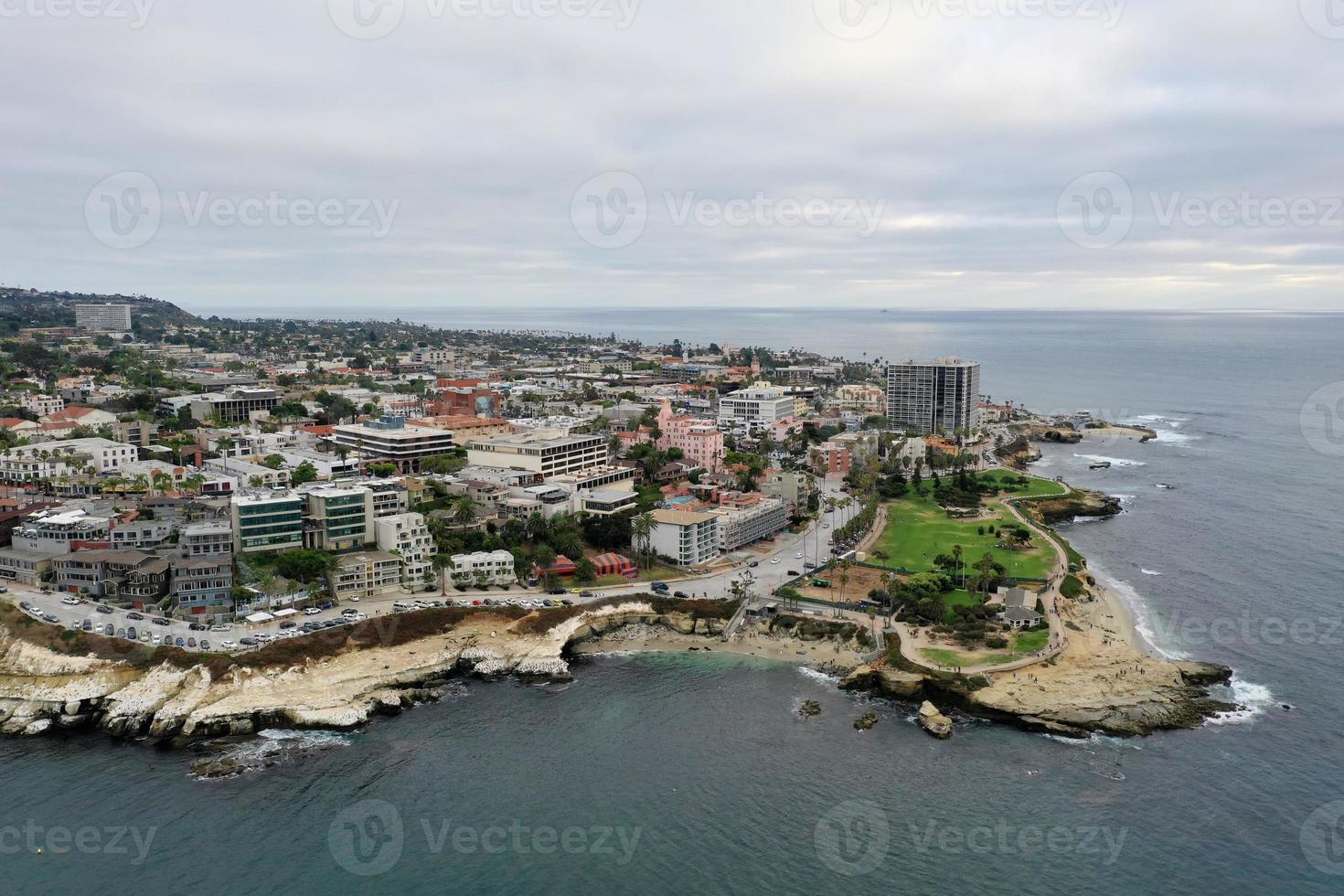 The Blue Waters of the Pacific Ocean Coastline Along the Beach of La Jolla, California. photo