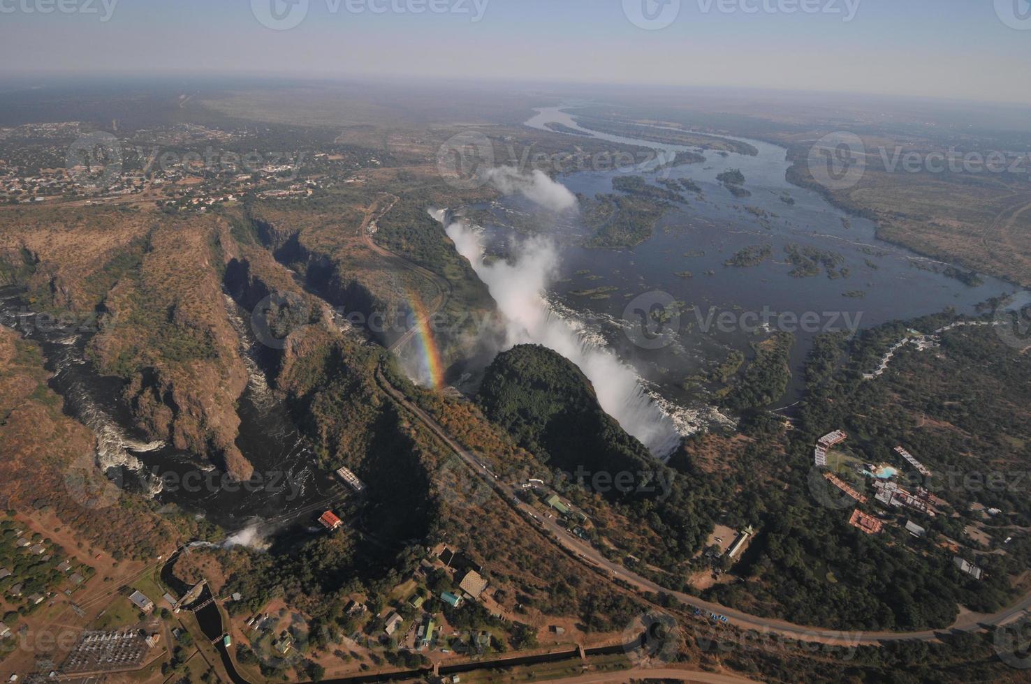 Victoria Falls from a helicopter photo