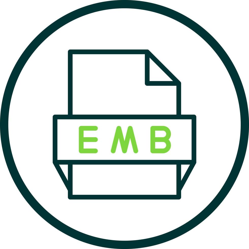 icono de formato de archivo emb vector