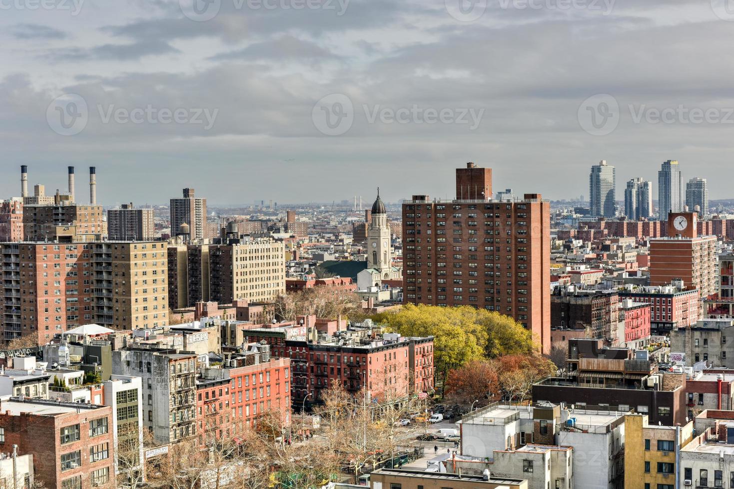 New York City Skyline view across downtown Manhattan on a sunny day photo