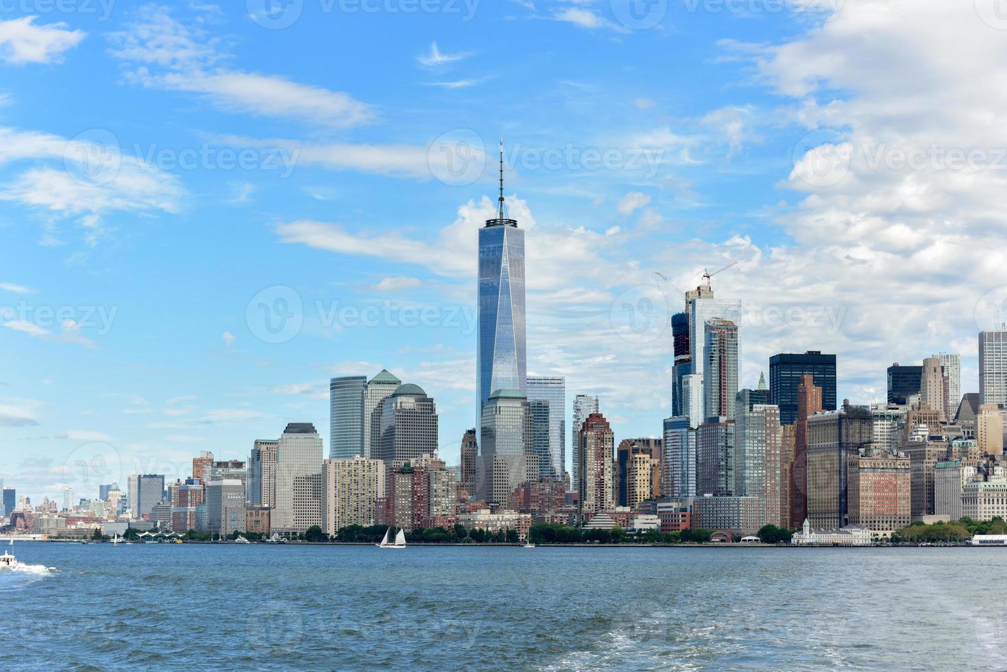 View of the New York City skyline on a summer day. photo