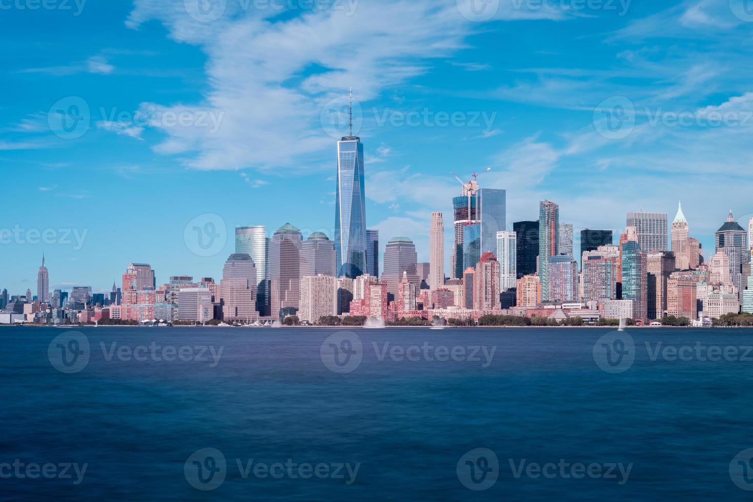 View of the New York City skyline on a summer day. photo