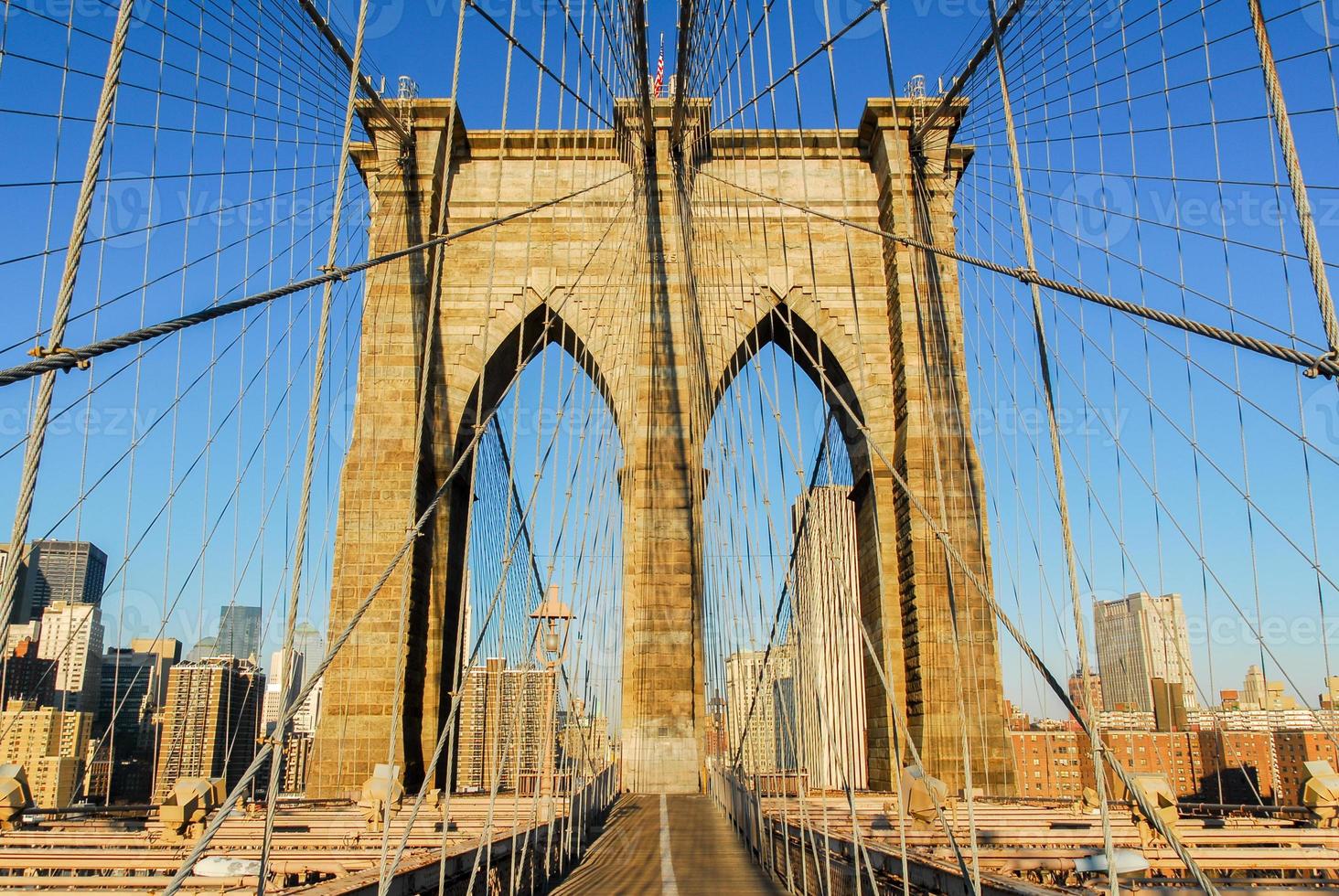 Downtown NYC Skyline from the Brooklyn Bridge. photo