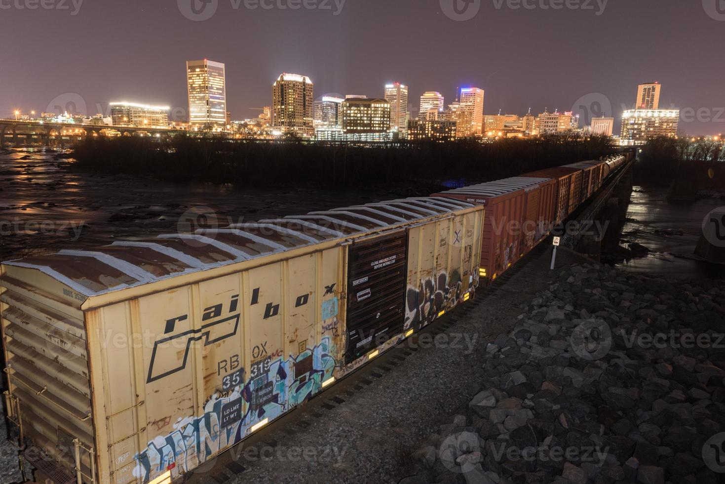 Richmond, Virginia - Feb 19, 2017 -  Panoramic skyline view of Richmond, Virginia at night. photo