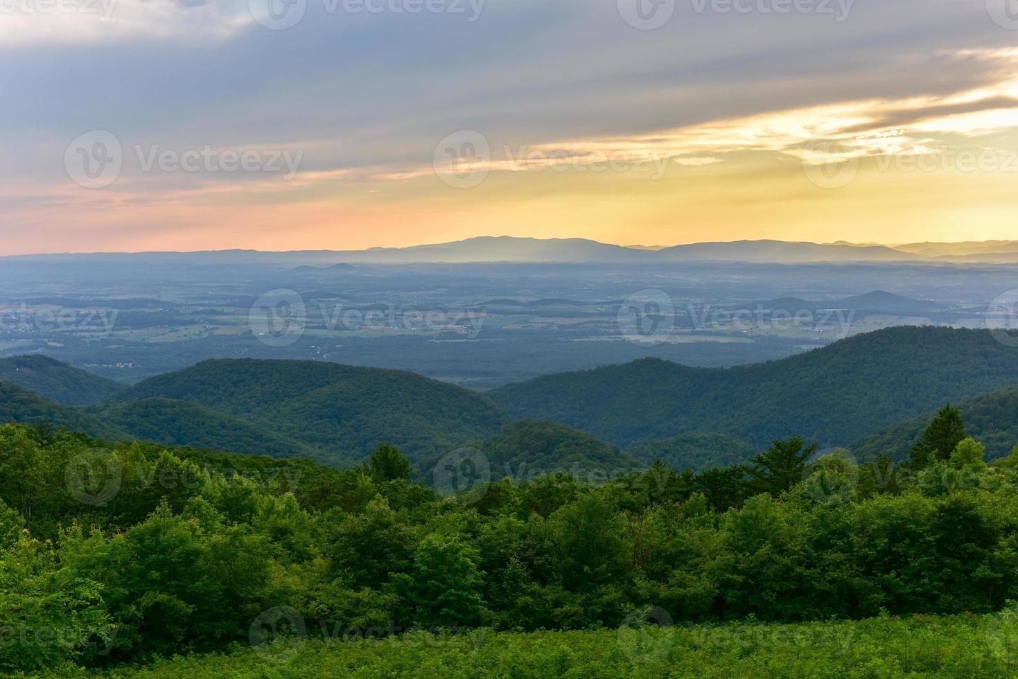 View of the Shenandoah Valley and Blue Ridge Mountains from Shenandoah National Park, Virginia photo