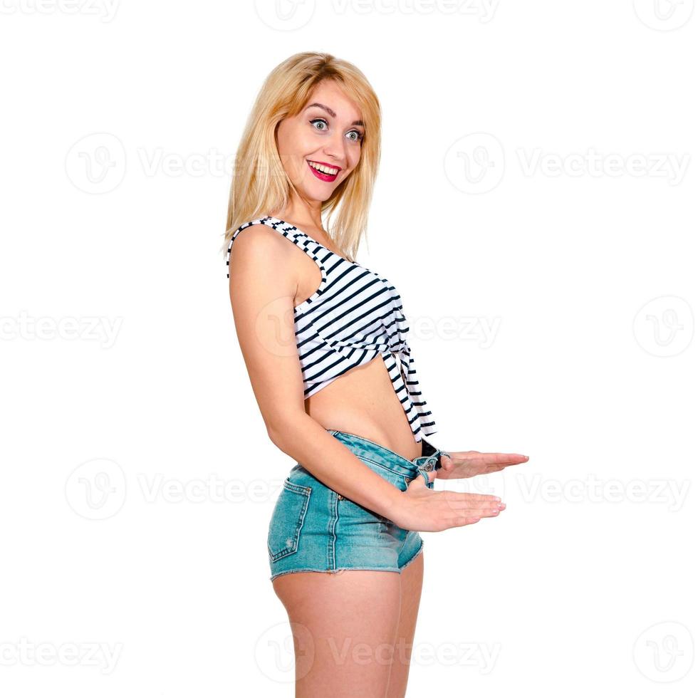 funny blonde woman smiling photo