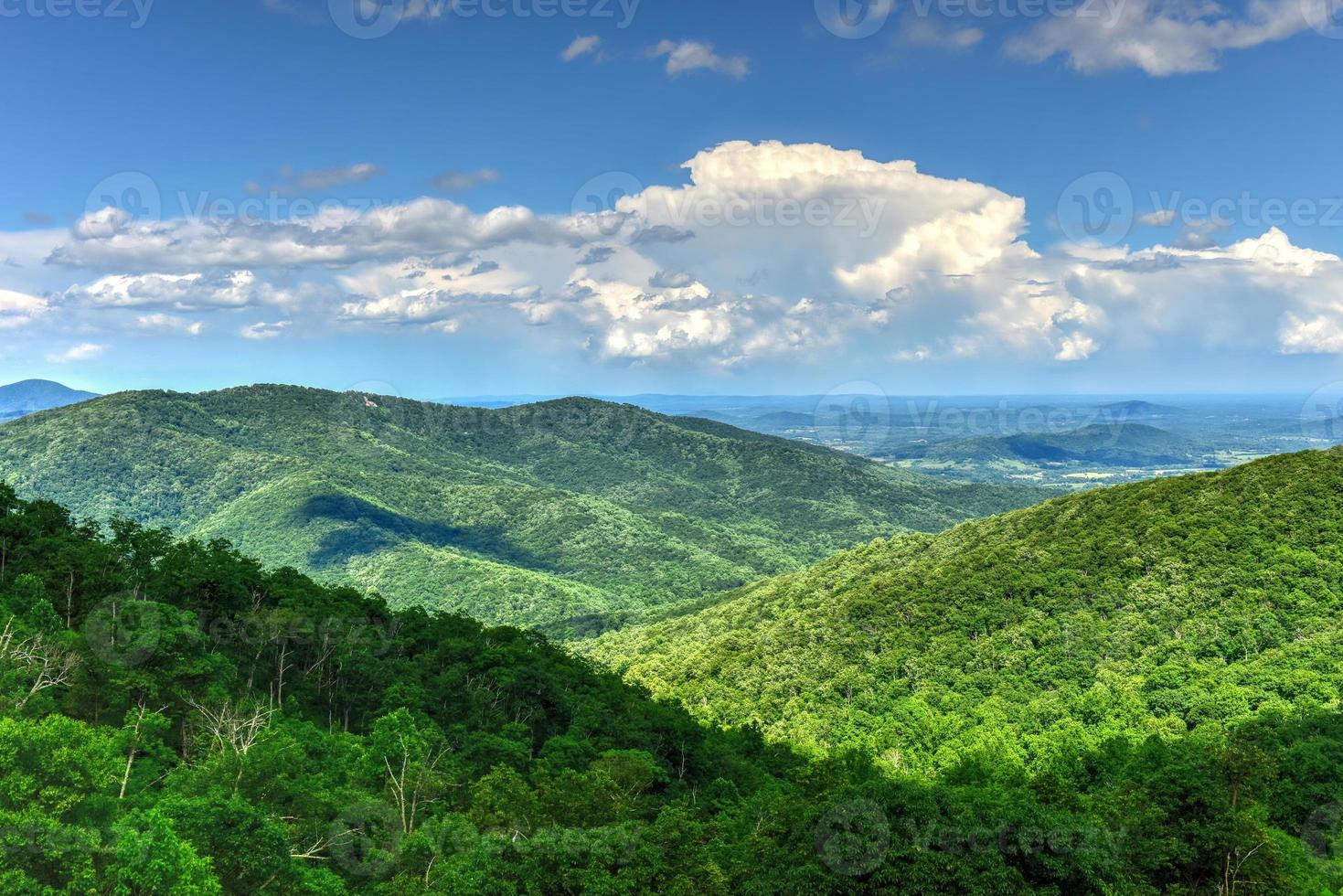 View of the Shenandoah Valley and Blue Ridge Mountains from Shenandoah National Park, Virginia photo