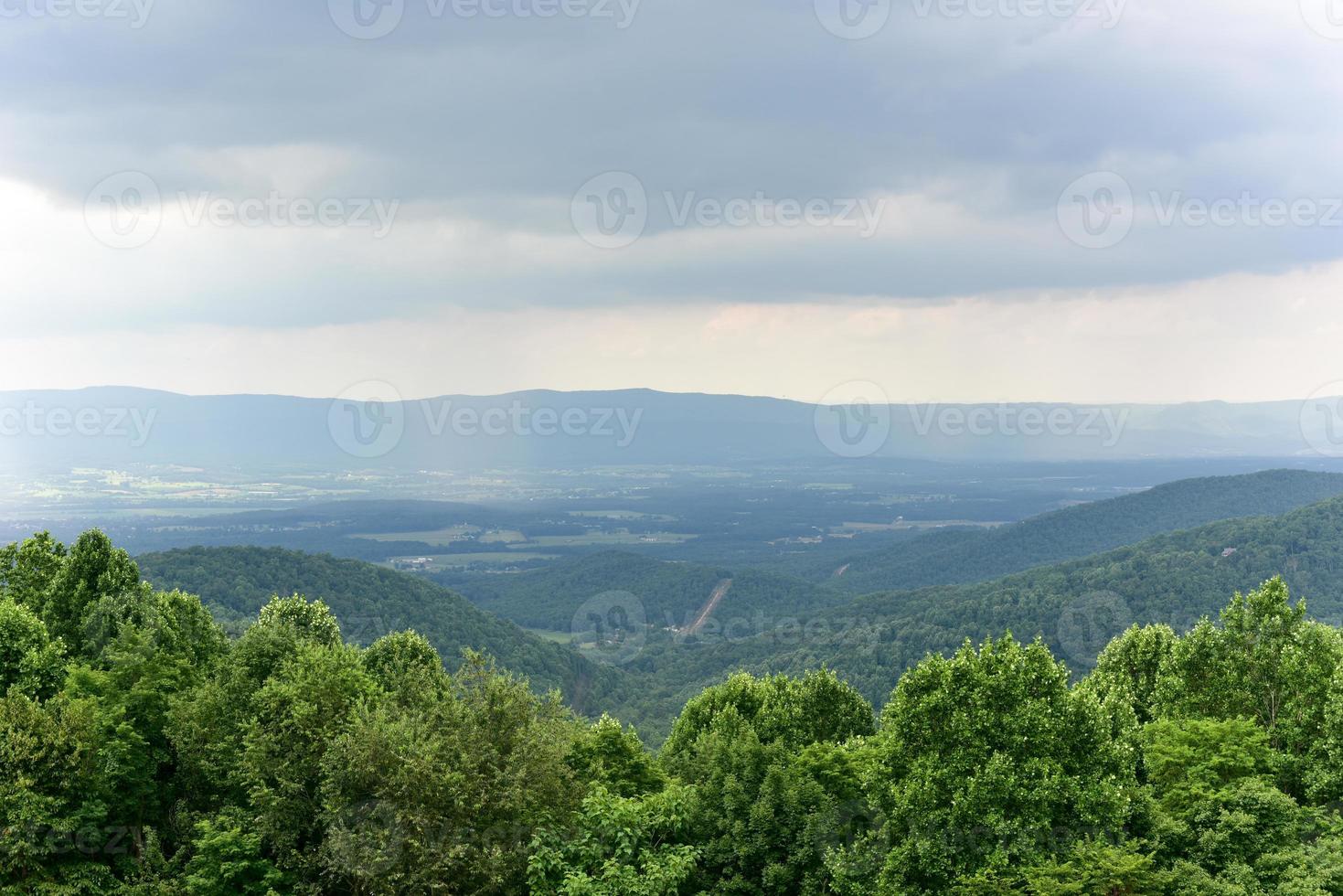 View of the Shenandoah Valley and Blue Ridge Mountains from Shenandoah National Park, Virginia photo