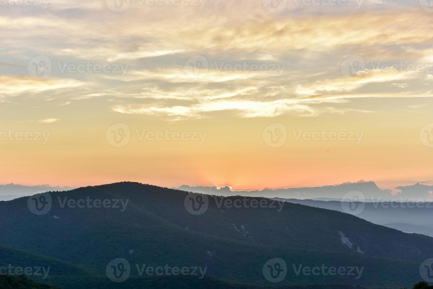 Sunset along the Shenandoah Valley and Blue Ridge Mountains from Shenandoah National Park, Virginia photo