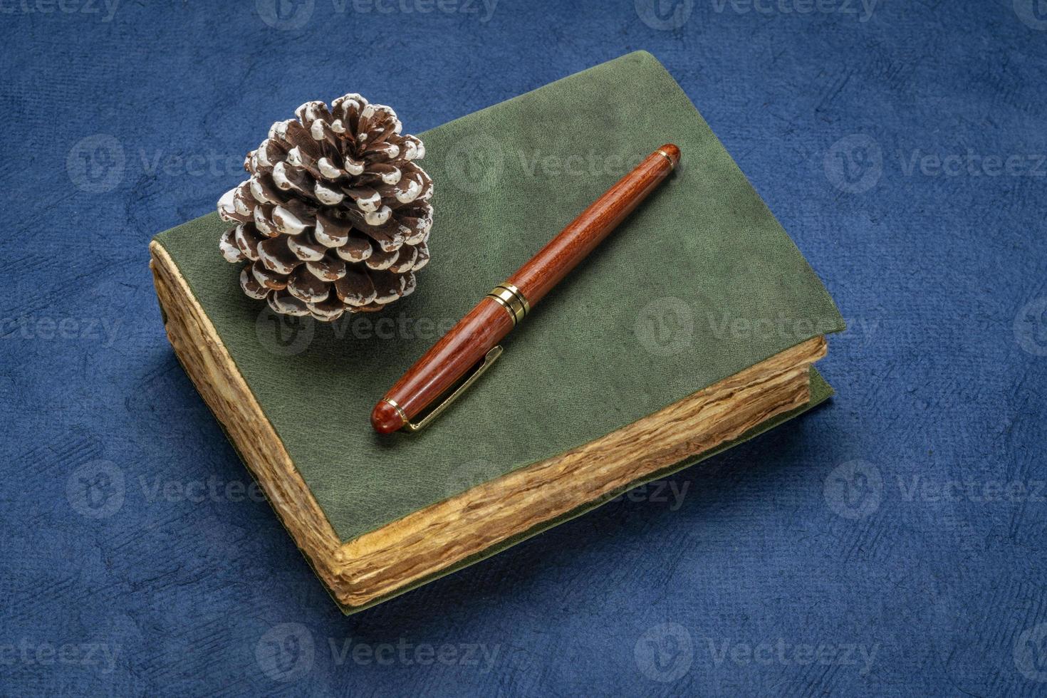 retro leather-bound journal with a frosty cone photo