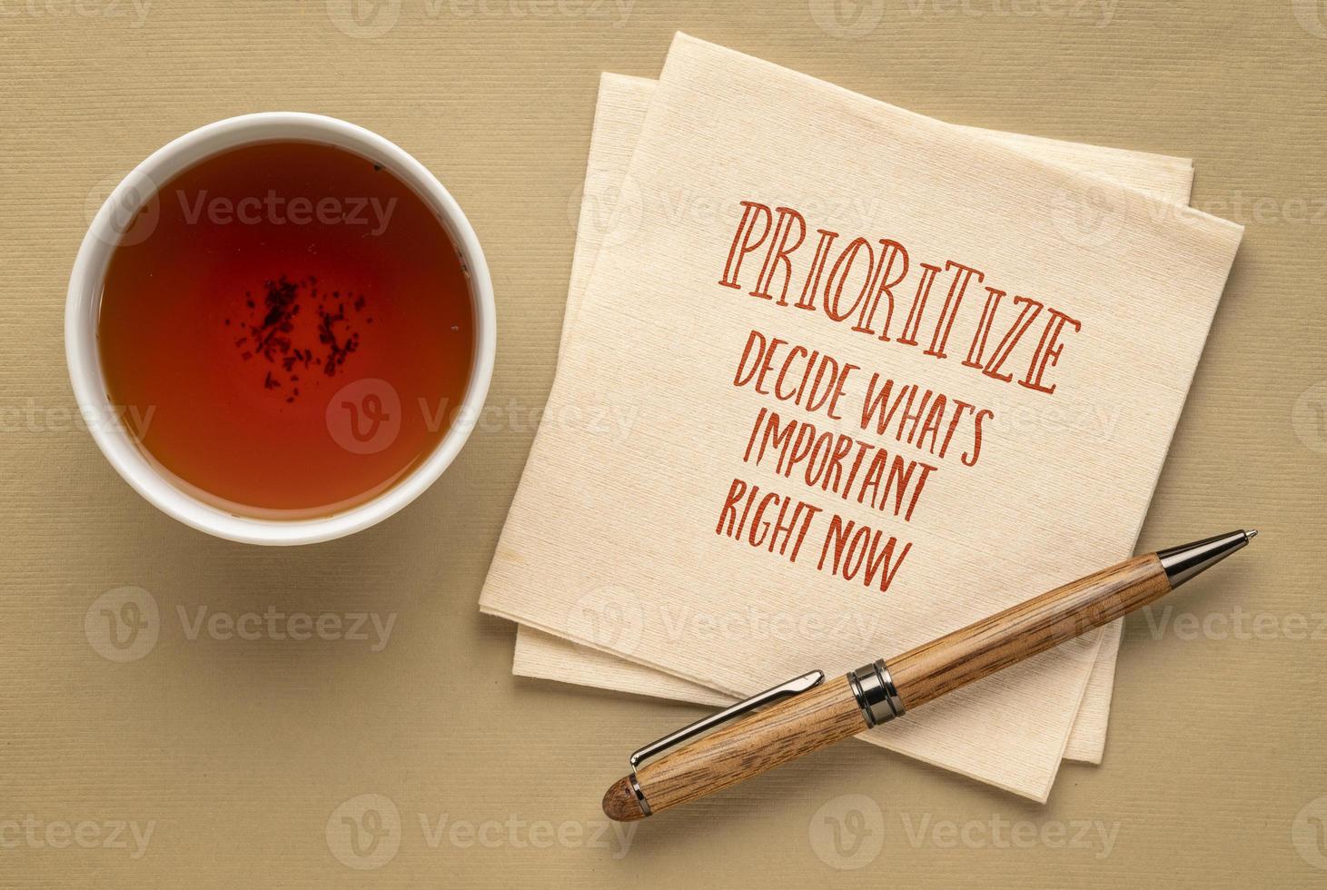 prioritize, decide what is important right now photo