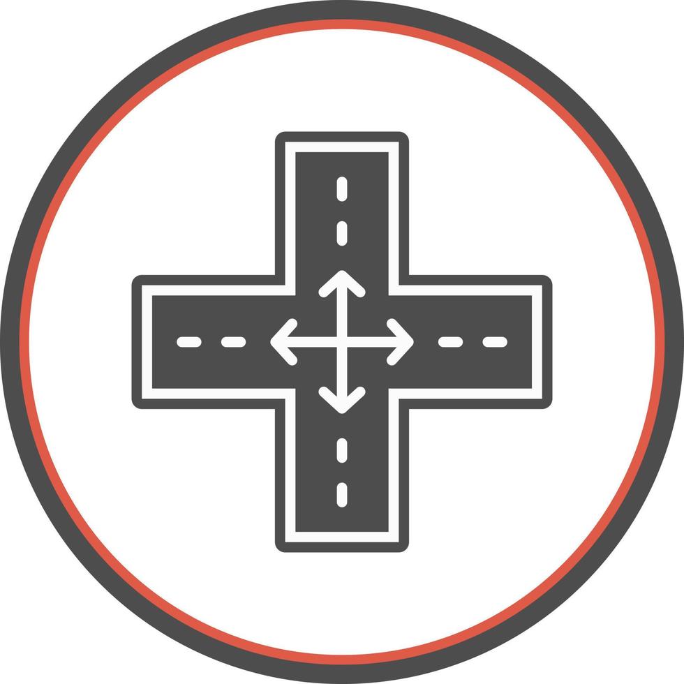 Four Way Intersection Vector Icon Design
