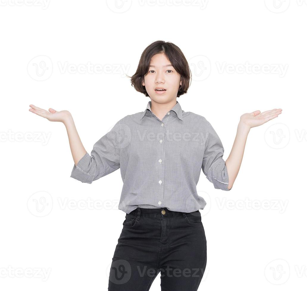 Close up female short hair with shirt photo