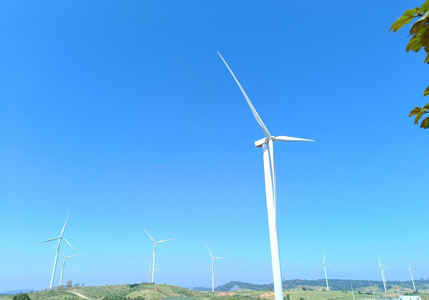 Travel nice windmill farm on a beautiful bright day in Khao Kho, Phetchabun photo