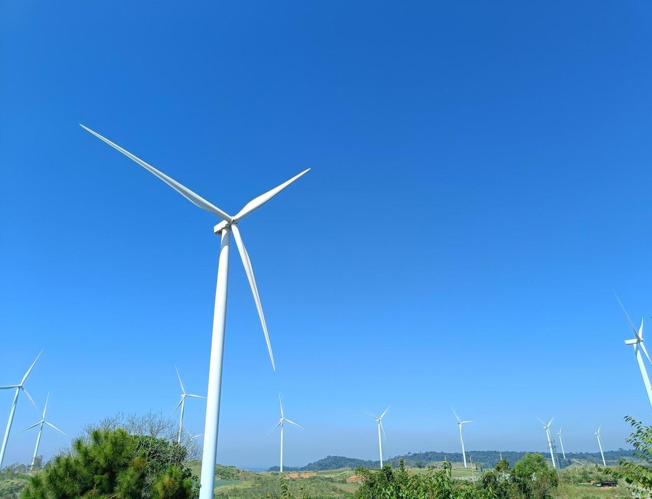 nice windmill farm on a beautiful bright day in Khao Kho, Phetchabun photo