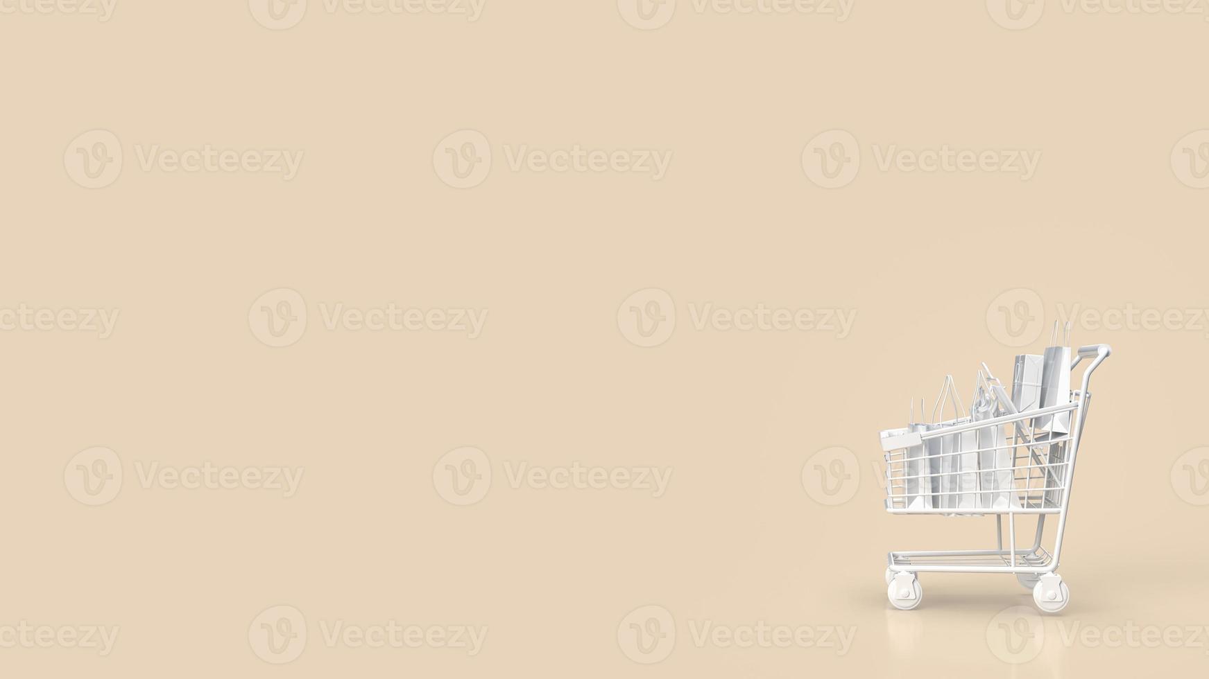 The white shopping cart for market or business concept 3d rendering photo