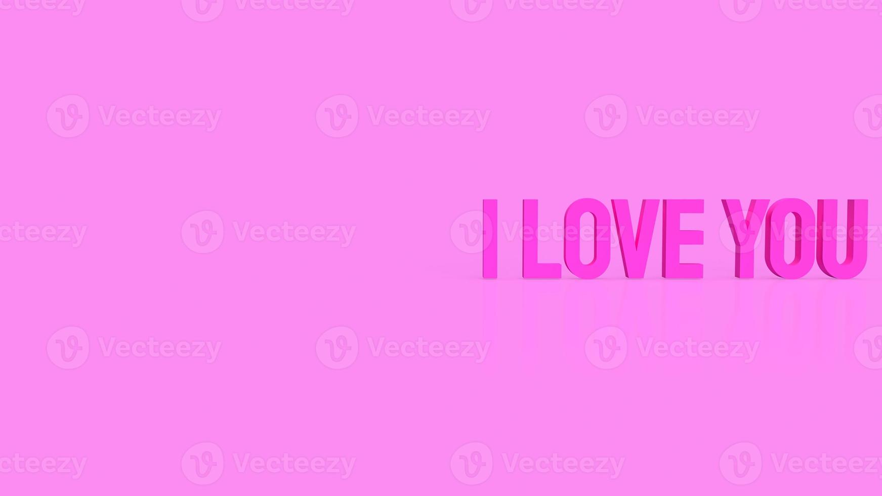 I love you pink text for love or holiday concept 3d rendering photo