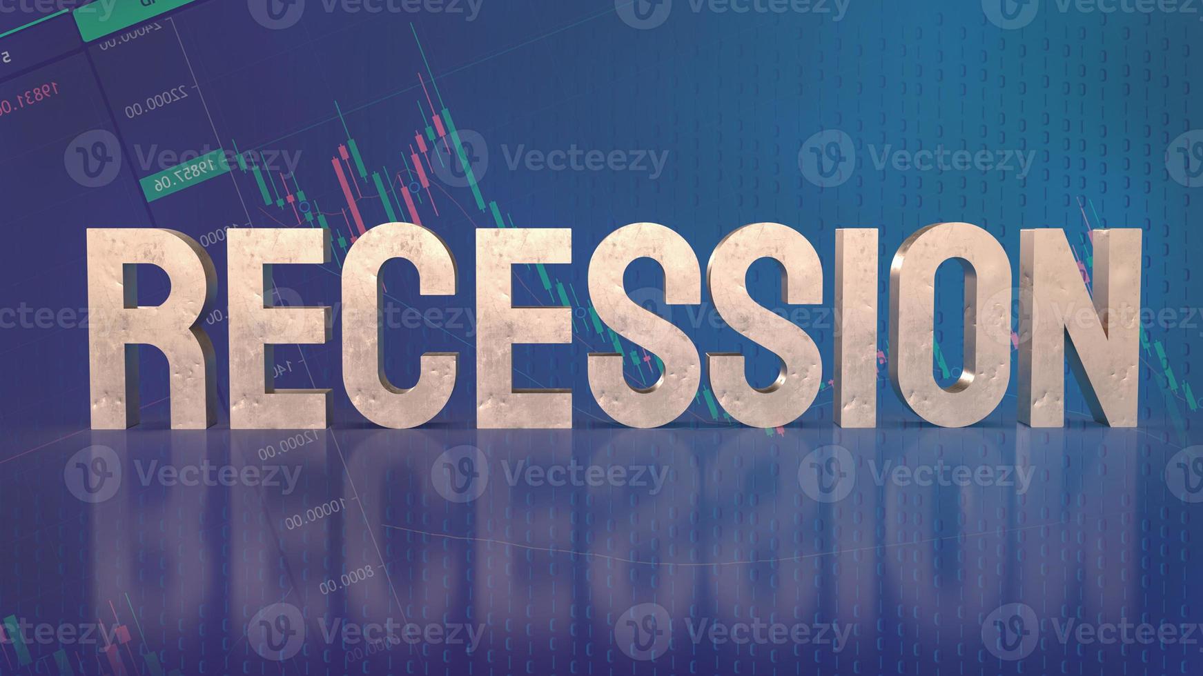The recession text on chart for business concept 3d rendering photo