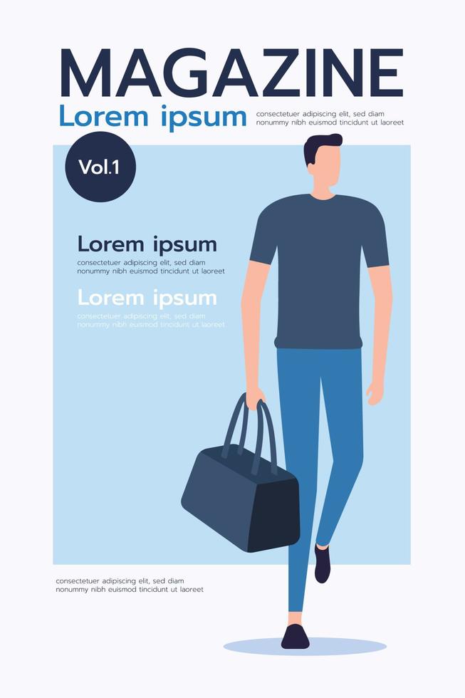 casual guy holding bag, character design and flat design vector