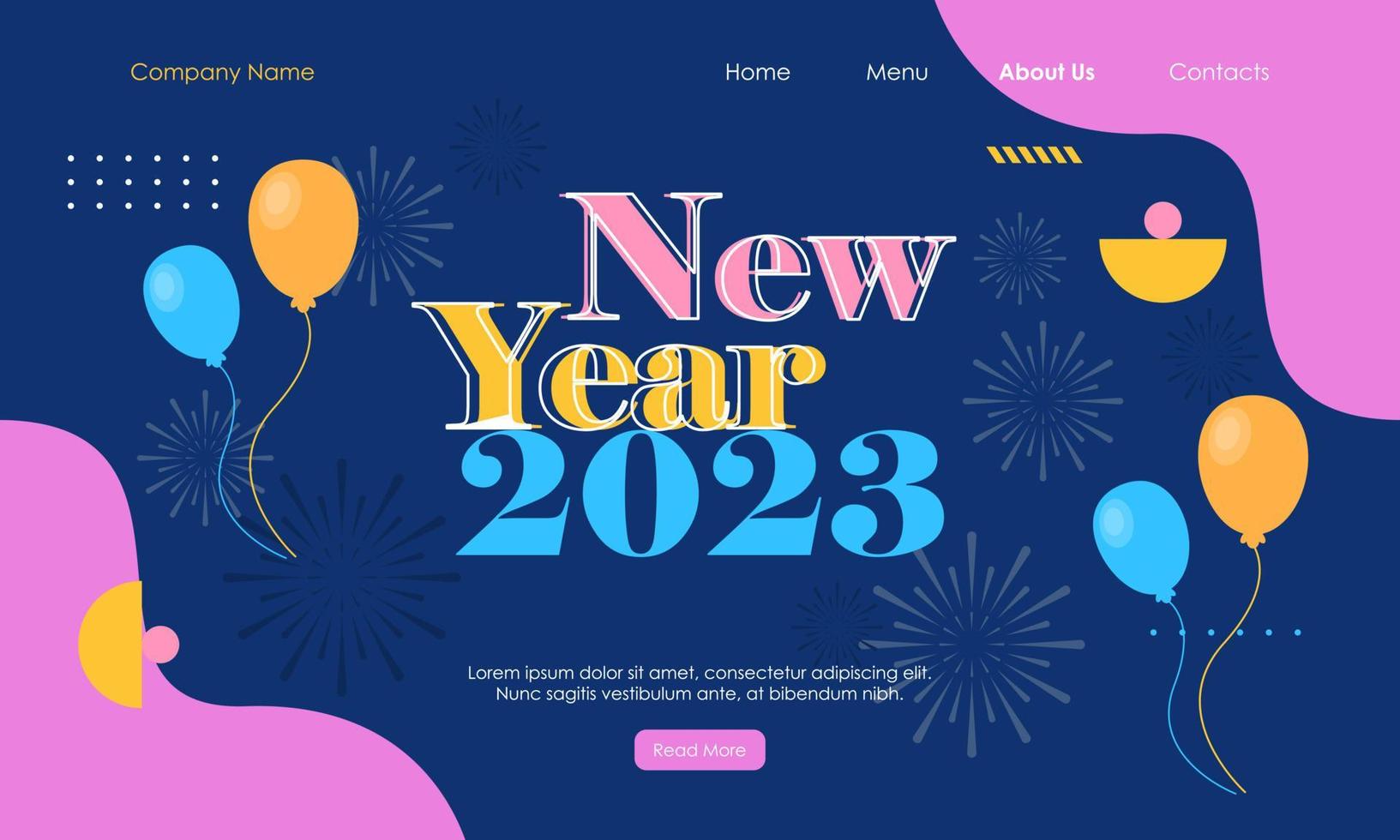 Happy New Year 2023 Celebration Landing Page vector