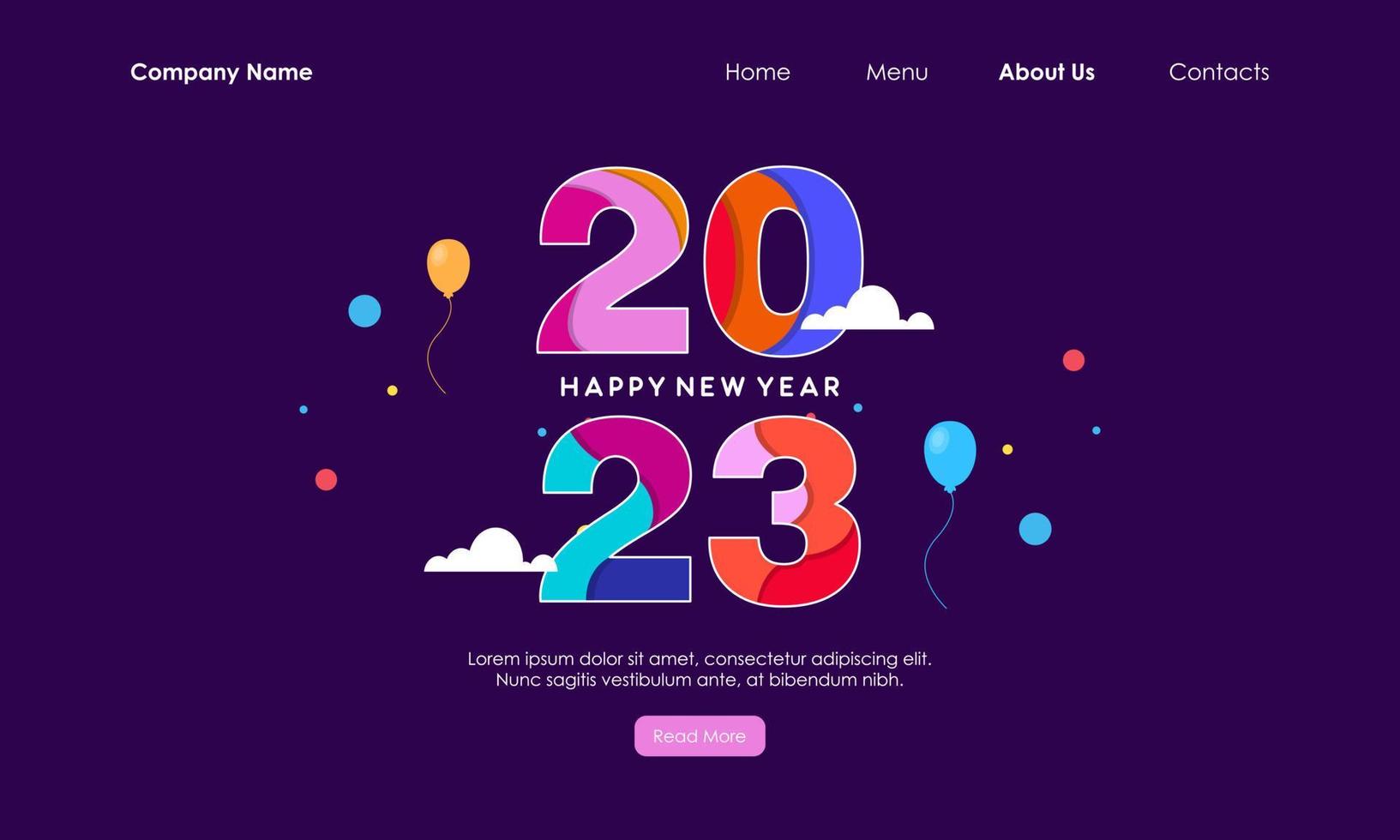 Happy New Year 2023 Celebration Landing Page vector
