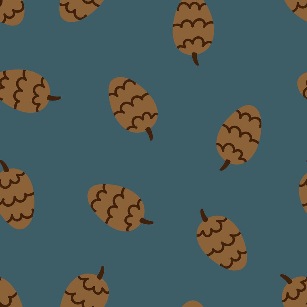 Pine cone vector seamless pattern. Forest children's texture.