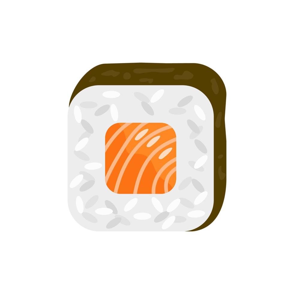 rollo de sushi con salmón sobre fondo aislado vector