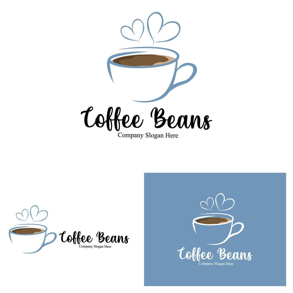 diseño de logotipo de bebida de grano de café en ilustración de vector de color marrón